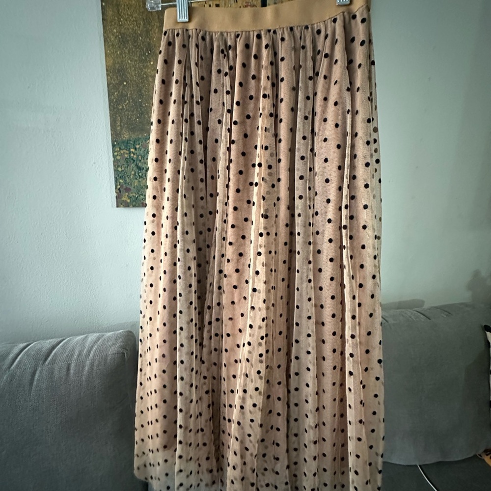 Elegant Beige Polka Dot Skirt